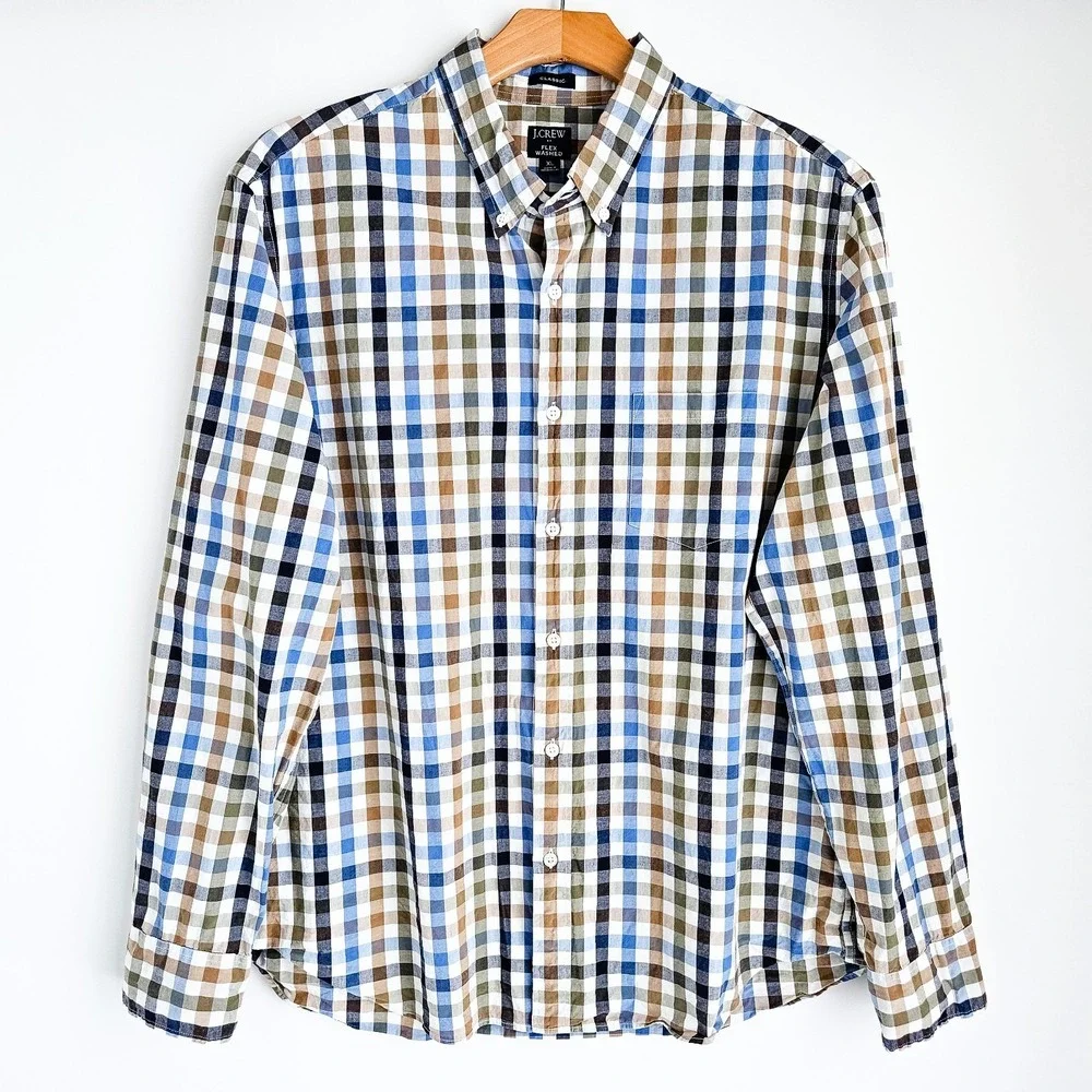 J Crew Lot Of 4 Button Down Long Sleeve Shirts Mens XL Slim & Classic Checkered - Picture 8 of 13